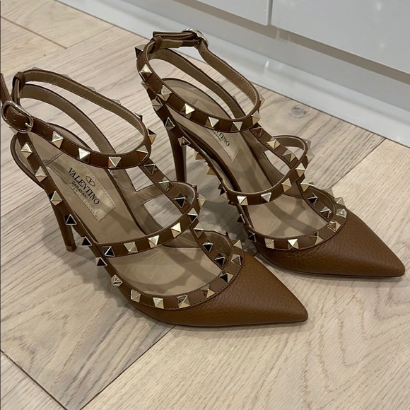 Valentino Brown Studded Women's Heels - Picture 1 of 5